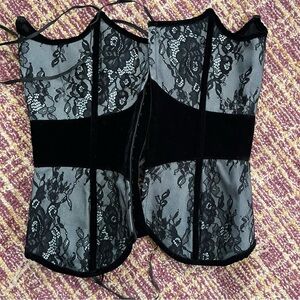 Coquette Large Velvet Bustier Black and Grey